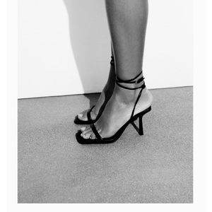 Zara Black Strappy Heels, Size 8